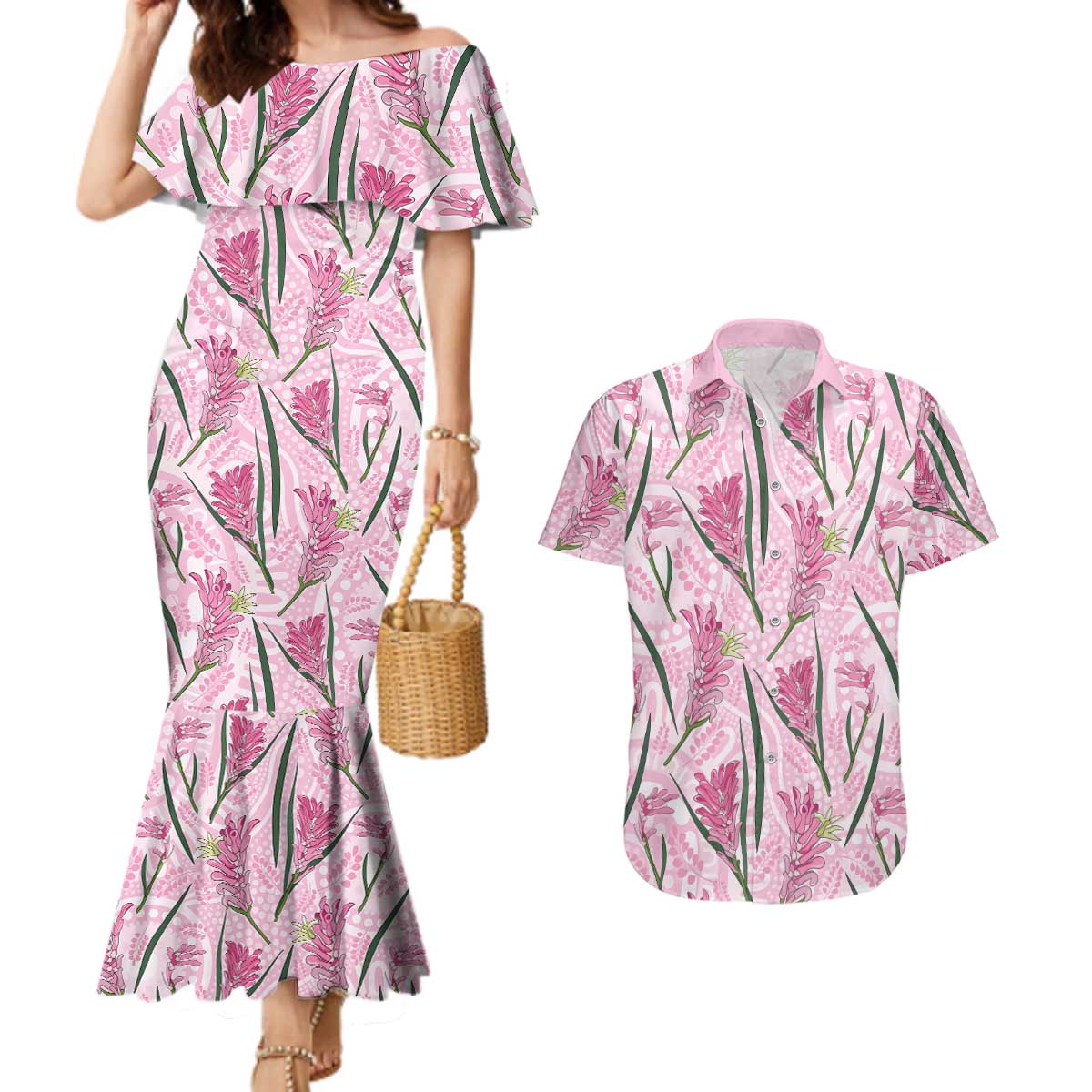 Australia Kangaroo Paws Couples Matching Mermaid Dress and Hawaiian Shirt Aussie Native Flowers Indigenous Art - Aussie Hoodie