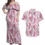 Australia Kangaroo Paws Couples Matching Off Shoulder Maxi Dress and Hawaiian Shirt Aussie Native Flowers Indigenous Art - Aussie Hoodie