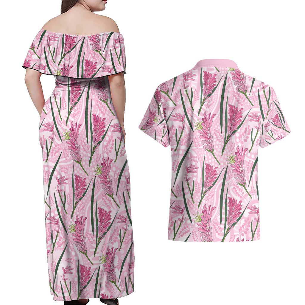 Australia Kangaroo Paws Couples Matching Off Shoulder Maxi Dress and Hawaiian Shirt Aussie Native Flowers Indigenous Art - Aussie Hoodie