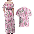 Australia Kangaroo Paws Couples Matching Off Shoulder Maxi Dress and Hawaiian Shirt Aussie Native Flowers Indigenous Art - Aussie Hoodie
