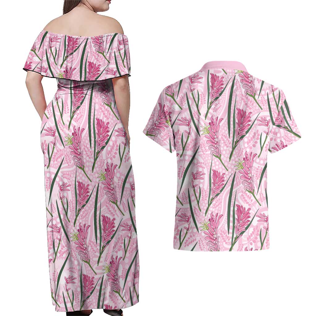 Australia Kangaroo Paws Couples Matching Off Shoulder Maxi Dress and Hawaiian Shirt Aussie Native Flowers Indigenous Art - Aussie Hoodie