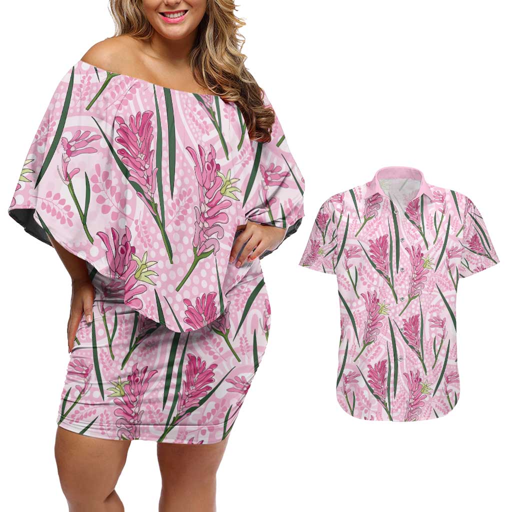 Australia Kangaroo Paws Couples Matching Off Shoulder Short Dress and Hawaiian Shirt Aussie Native Flowers Indigenous Art - Aussie Hoodie