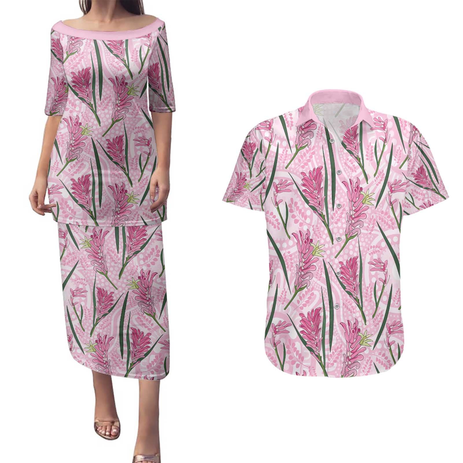 Australia Kangaroo Paws Couples Matching Puletasi and Hawaiian Shirt Aussie Native Flowers Indigenous Art - Aussie Hoodie