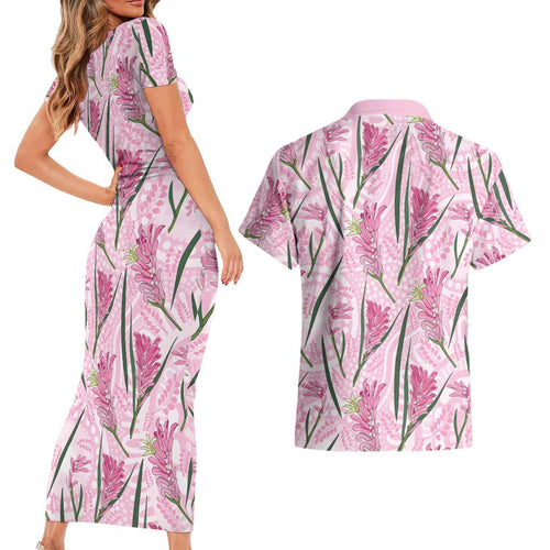 Australia Kangaroo Paws Couples Matching Short Sleeve Bodycon Dress and Hawaiian Shirt Aussie Native Flowers Indigenous Art - Aussie Hoodie