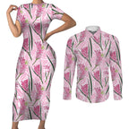 Australia Kangaroo Paws Couples Matching Short Sleeve Bodycon Dress and Long Sleeve Button Shirt Aussie Native Flowers Indigenous Art - Aussie Hoodie