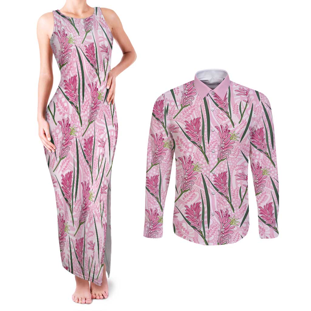 Australia Kangaroo Paws Couples Matching Tank Maxi Dress and Long Sleeve Button Shirt Aussie Native Flowers Indigenous Art - Aussie Hoodie