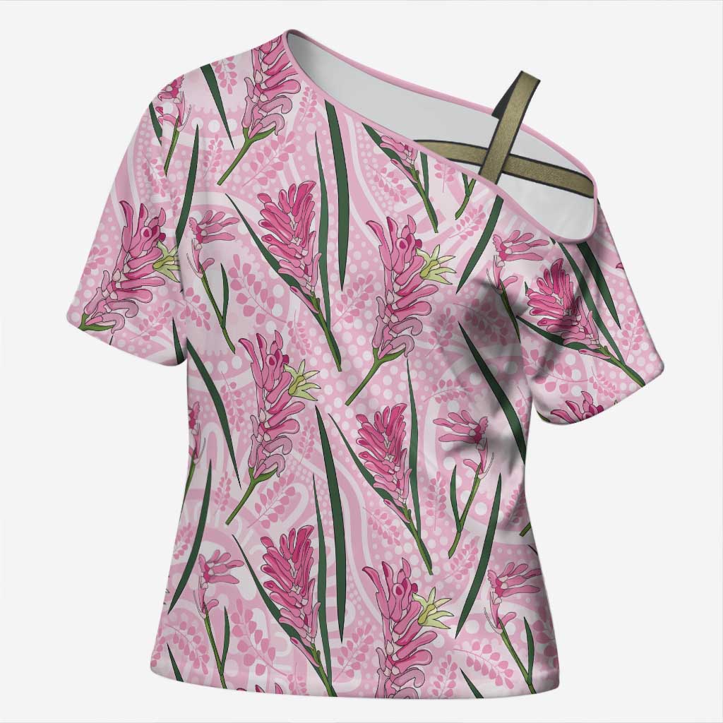 Australia Kangaroo Paws Cross Shoulder Shirt Aussie Native Flowers Indigenous Art - Aussie Hoodie