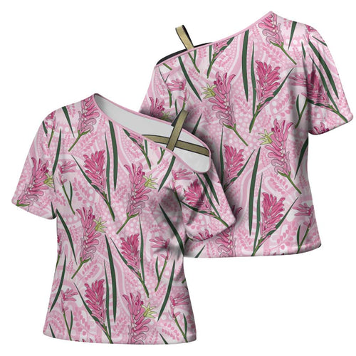 Australia Kangaroo Paws Cross Shoulder Shirt Aussie Native Flowers Indigenous Art - Aussie Hoodie