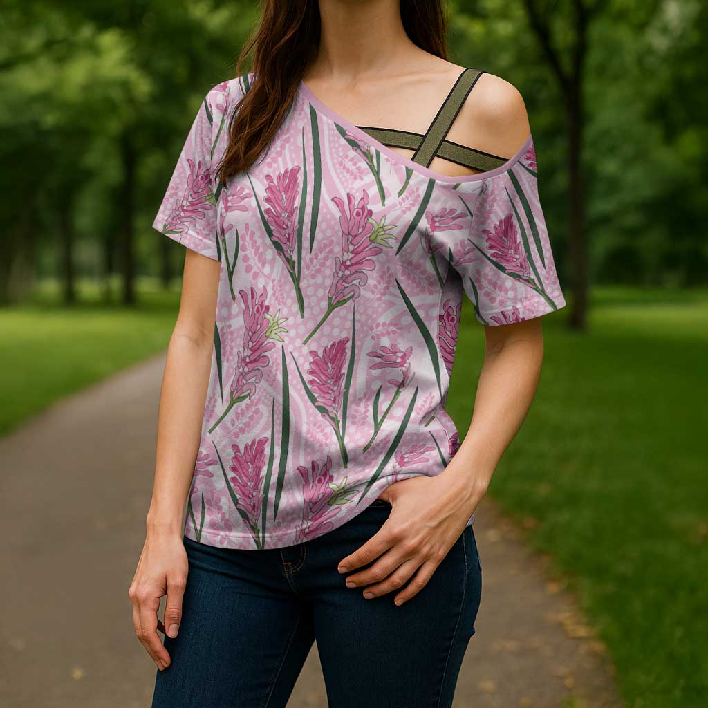 Australia Kangaroo Paws Cross Shoulder Shirt Aussie Native Flowers Indigenous Art - Aussie Hoodie