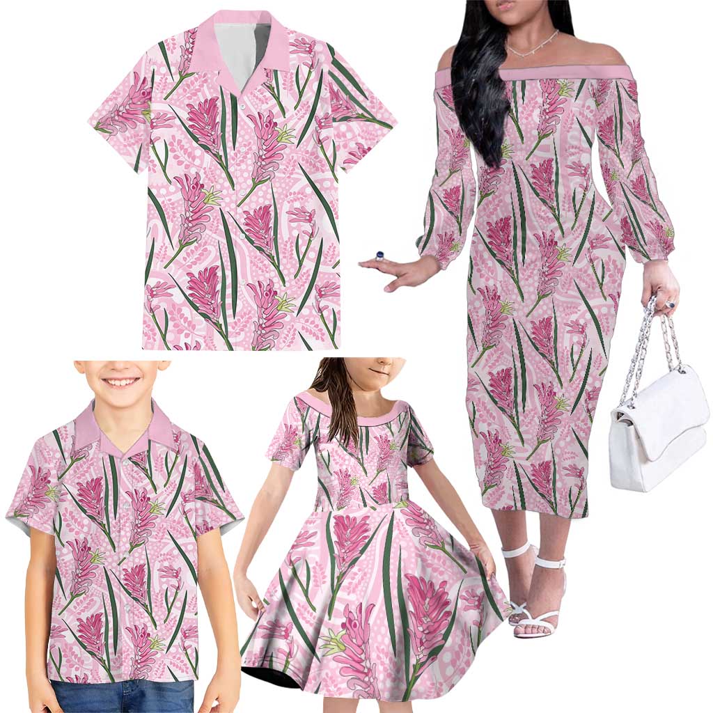 Australia Kangaroo Paws Family Matching Off The Shoulder Long Sleeve Dress and Hawaiian Shirt Aussie Native Flowers Indigenous Art - Aussie Hoodie
