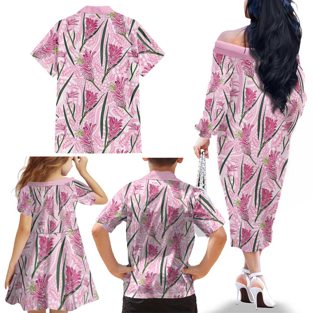 Australia Kangaroo Paws Family Matching Off The Shoulder Long Sleeve Dress and Hawaiian Shirt Aussie Native Flowers Indigenous Art - Aussie Hoodie