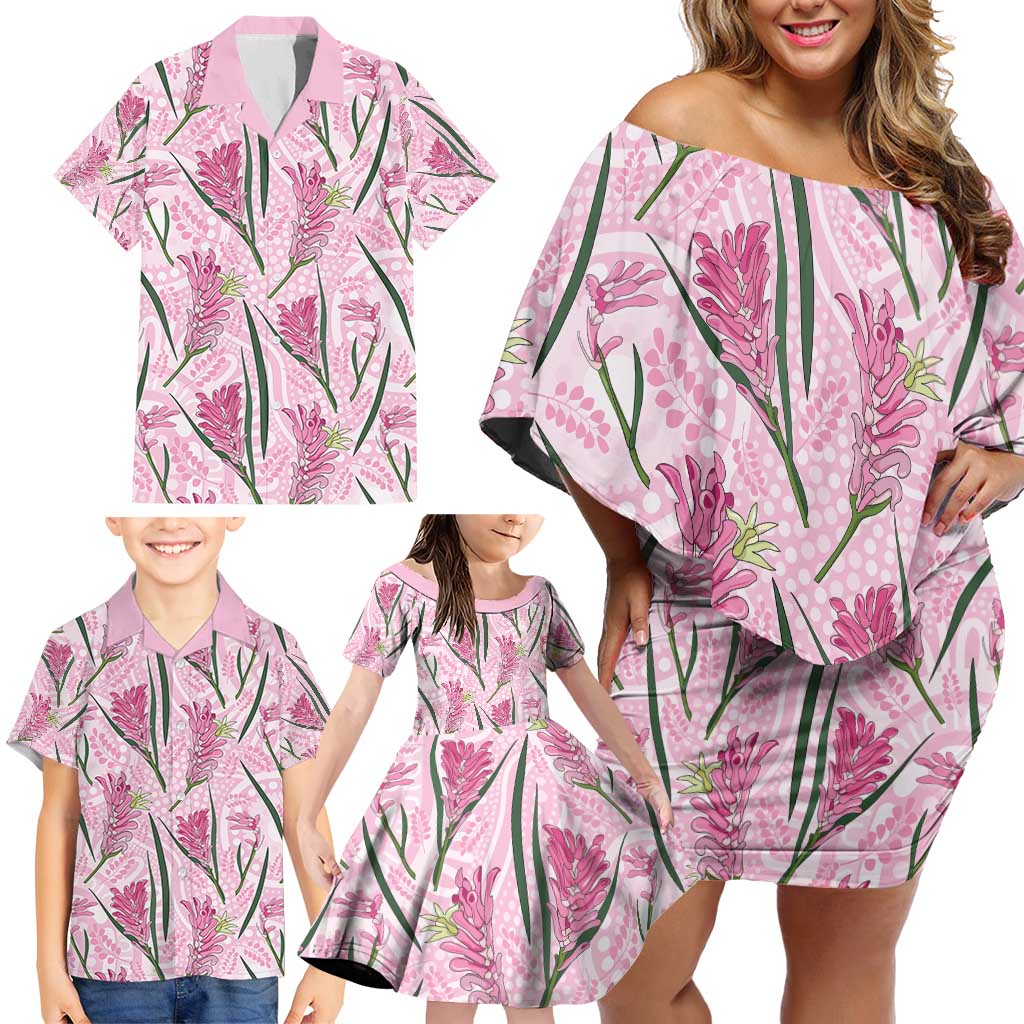 Australia Kangaroo Paws Family Matching Off Shoulder Short Dress and Hawaiian Shirt Aussie Native Flowers Indigenous Art - Aussie Hoodie