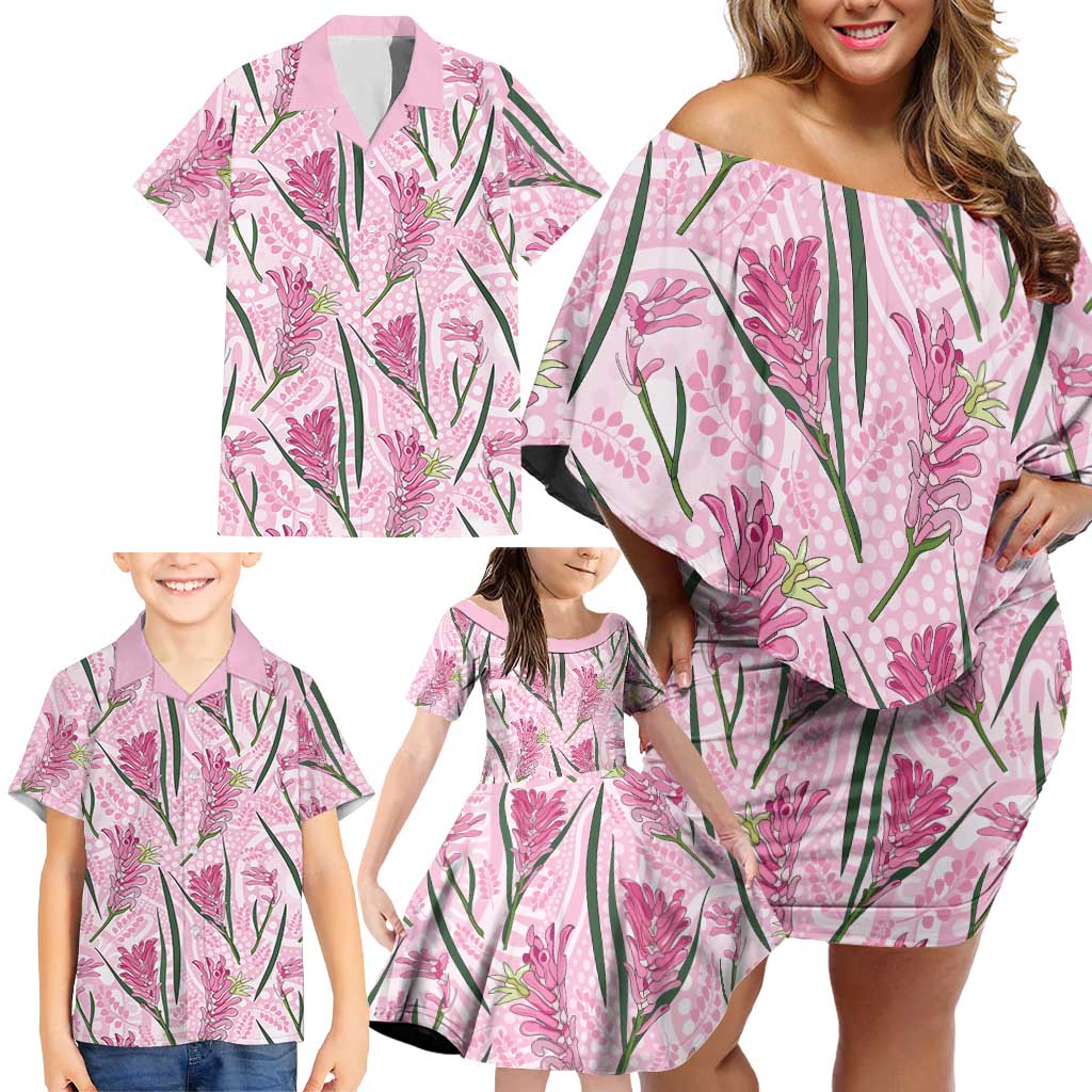Australia Kangaroo Paws Family Matching Off Shoulder Short Dress and Hawaiian Shirt Aussie Native Flowers Indigenous Art - Aussie Hoodie