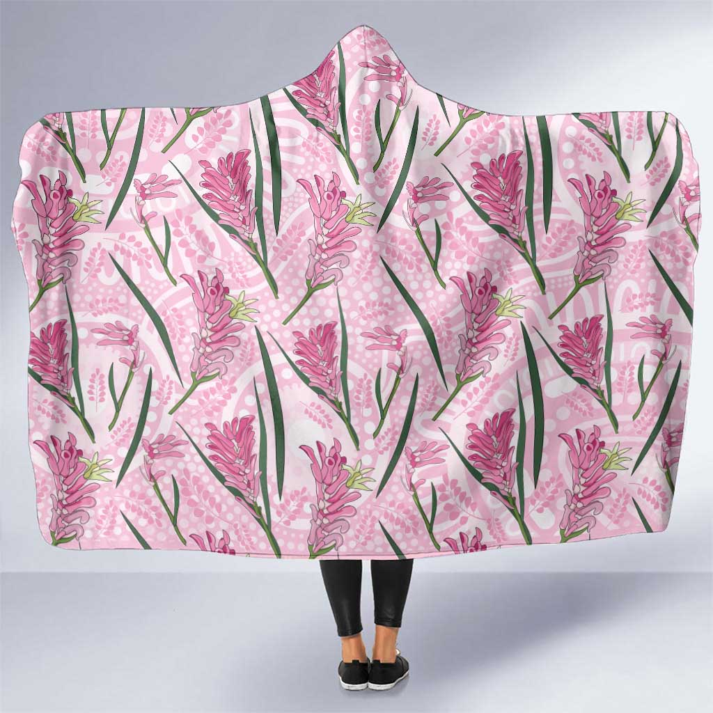 Australia Kangaroo Paws Hooded Blanket Aussie Native Flowers Indigenous Art - Aussie Hoodie