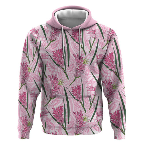 Australia Kangaroo Paws Hoodie Aussie Native Flowers Indigenous Art - Aussie Hoodie