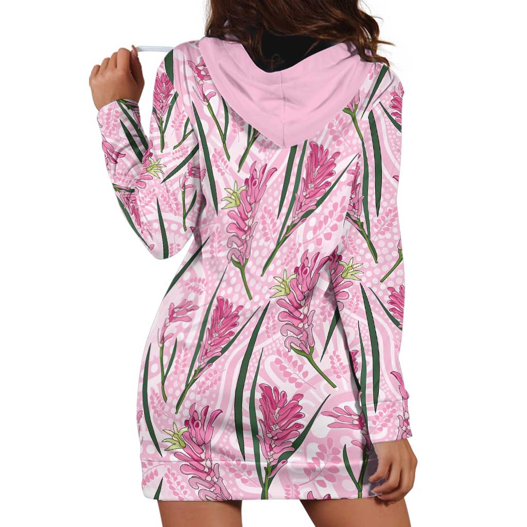 Australia Kangaroo Paws Hoodie Dress Aussie Native Flowers Indigenous Art - Aussie Hoodie