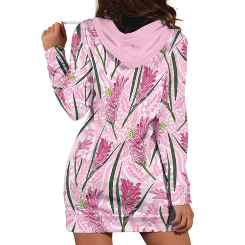Australia Kangaroo Paws Hoodie Dress Aussie Native Flowers Indigenous Art - Aussie Hoodie