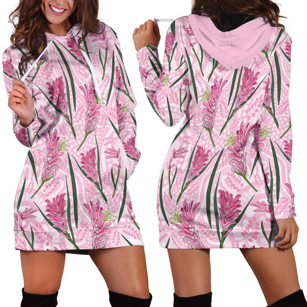 Australia Kangaroo Paws Hoodie Dress Aussie Native Flowers Indigenous Art - Aussie Hoodie