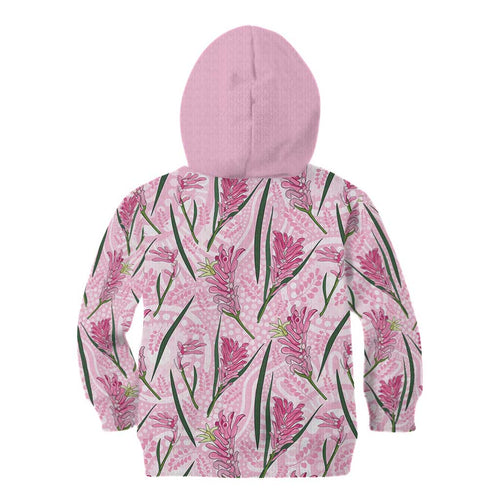 Australia Kangaroo Paws Kid Hoodie Aussie Native Flowers Indigenous Art - Aussie Hoodie