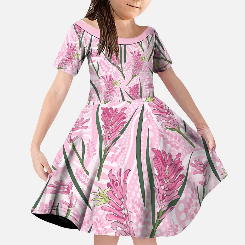 Australia Kangaroo Paws Kid Short Sleeve Dress Aussie Native Flowers Indigenous Art - Aussie Hoodie