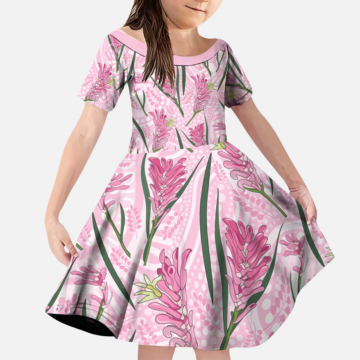 Australia Kangaroo Paws Kid Short Sleeve Dress Aussie Native Flowers Indigenous Art - Aussie Hoodie