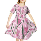 Australia Kangaroo Paws Kid Short Sleeve Dress Aussie Native Flowers Indigenous Art - Aussie Hoodie