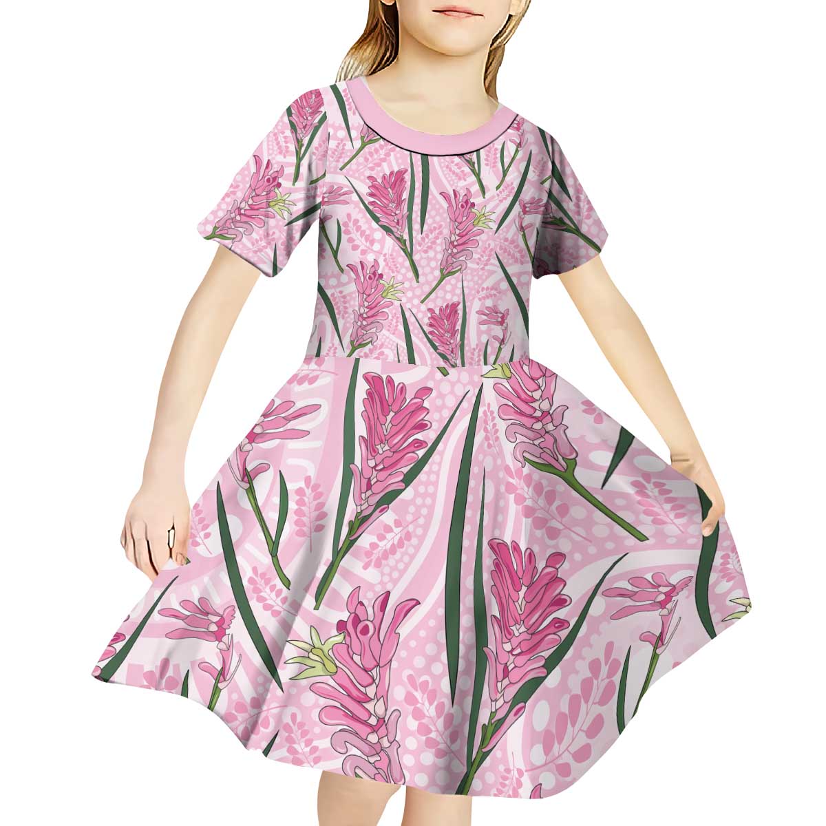 Australia Kangaroo Paws Kid Short Sleeve Dress Aussie Native Flowers Indigenous Art - Aussie Hoodie