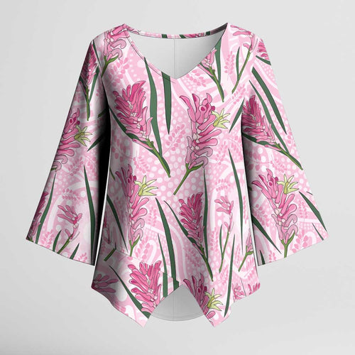 Australia Kangaroo Paws Kimono Sleeve Blouse Aussie Native Flowers Indigenous Art - Aussie Hoodie