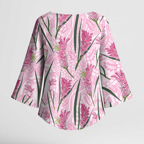 Australia Kangaroo Paws Kimono Sleeve Blouse Aussie Native Flowers Indigenous Art - Aussie Hoodie