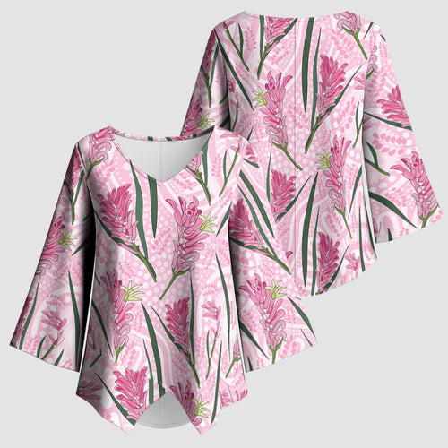 Australia Kangaroo Paws Kimono Sleeve Blouse Aussie Native Flowers Indigenous Art - Aussie Hoodie