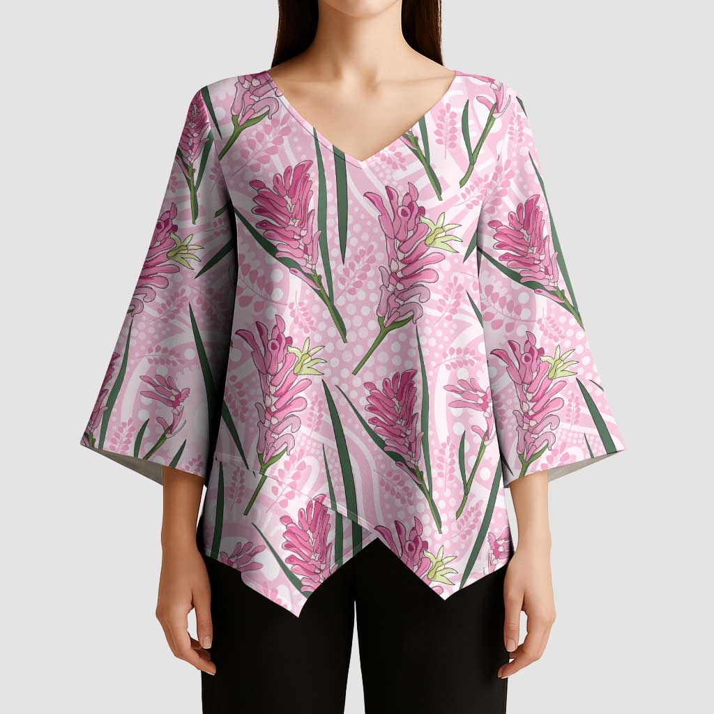 Australia Kangaroo Paws Kimono Sleeve Blouse Aussie Native Flowers Indigenous Art - Aussie Hoodie