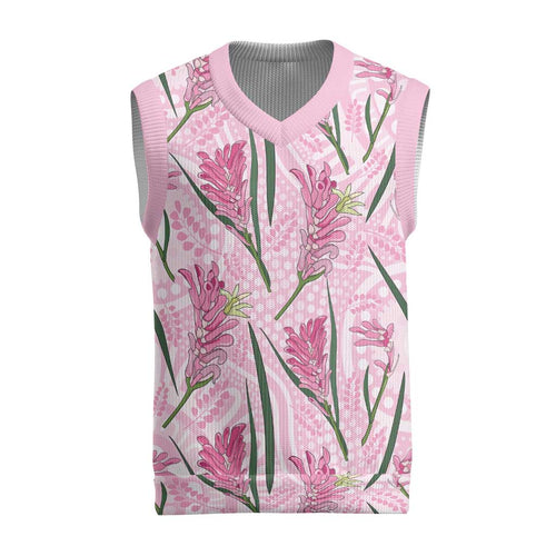 Australia Kangaroo Paws Christmas Knitted V-Neck Vest Aussie Native Flowers Indigenous Art - Aussie Hoodie