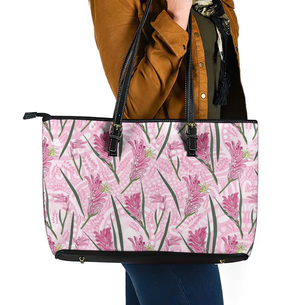 Australia Kangaroo Paws Leather Tote Bag Aussie Native Flowers Indigenous Art - Aussie Hoodie