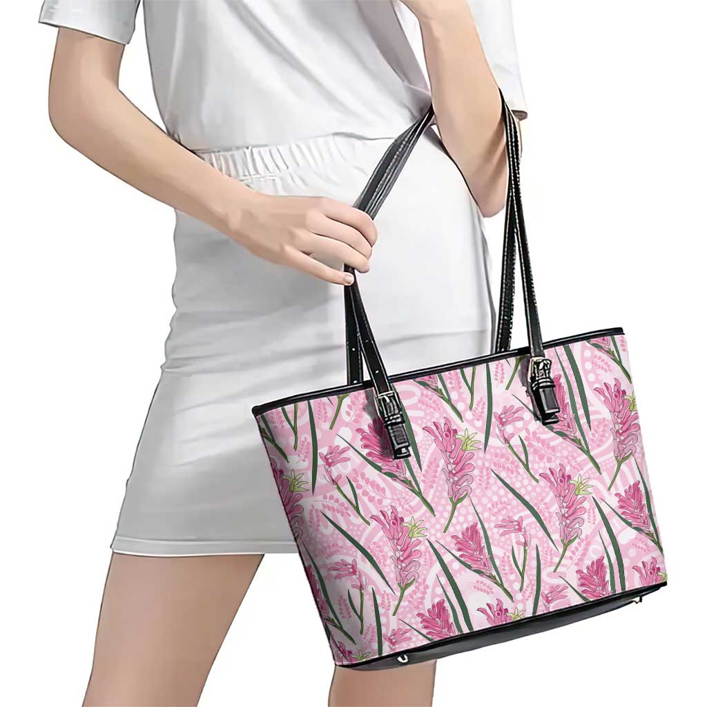 Australia Kangaroo Paws Leather Tote Bag Aussie Native Flowers Indigenous Art - Aussie Hoodie