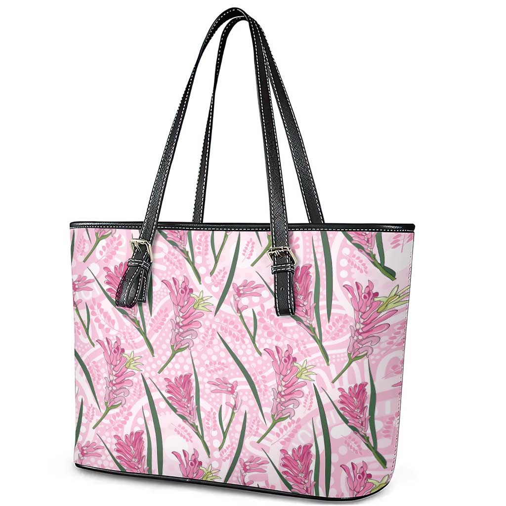 Australia Kangaroo Paws Leather Tote Bag Aussie Native Flowers Indigenous Art - Aussie Hoodie