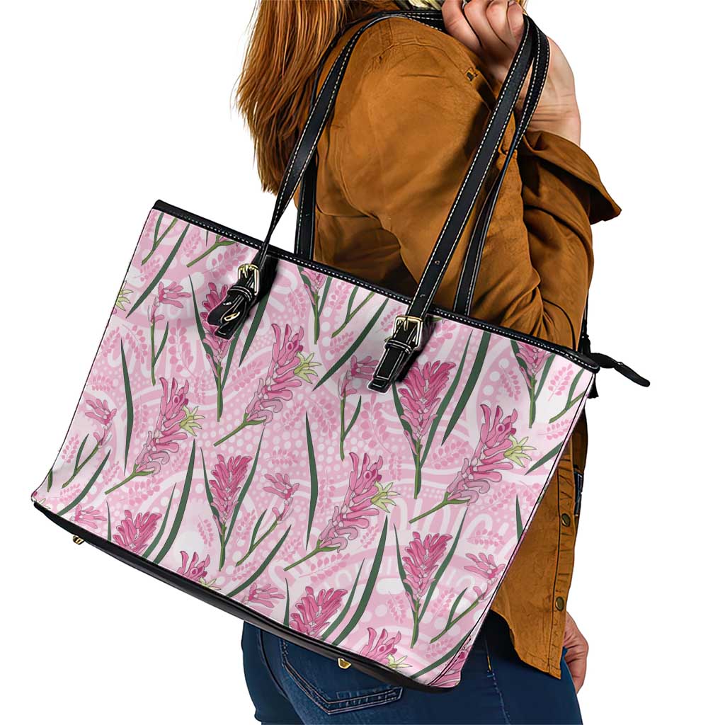 Australia Kangaroo Paws Leather Tote Bag Aussie Native Flowers Indigenous Art - Aussie Hoodie