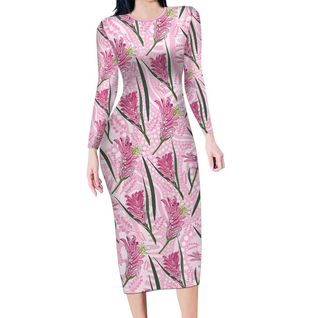 Australia Kangaroo Paws Long Sleeve Bodycon Dress Aussie Native Flowers Indigenous Art - Aussie Hoodie