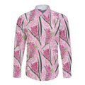 Australia Kangaroo Paws Long Sleeve Button Shirt Aussie Native Flowers Indigenous Art - Aussie Hoodie