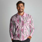 Australia Kangaroo Paws Long Sleeve Polo Shirt Aussie Native Flowers Indigenous Art - Aussie Hoodie