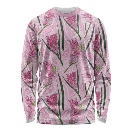 Australia Kangaroo Paws Long Sleeve Shirt Aussie Native Flowers Indigenous Art - Aussie Hoodie
