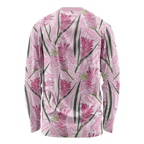 Australia Kangaroo Paws Long Sleeve Shirt Aussie Native Flowers Indigenous Art - Aussie Hoodie