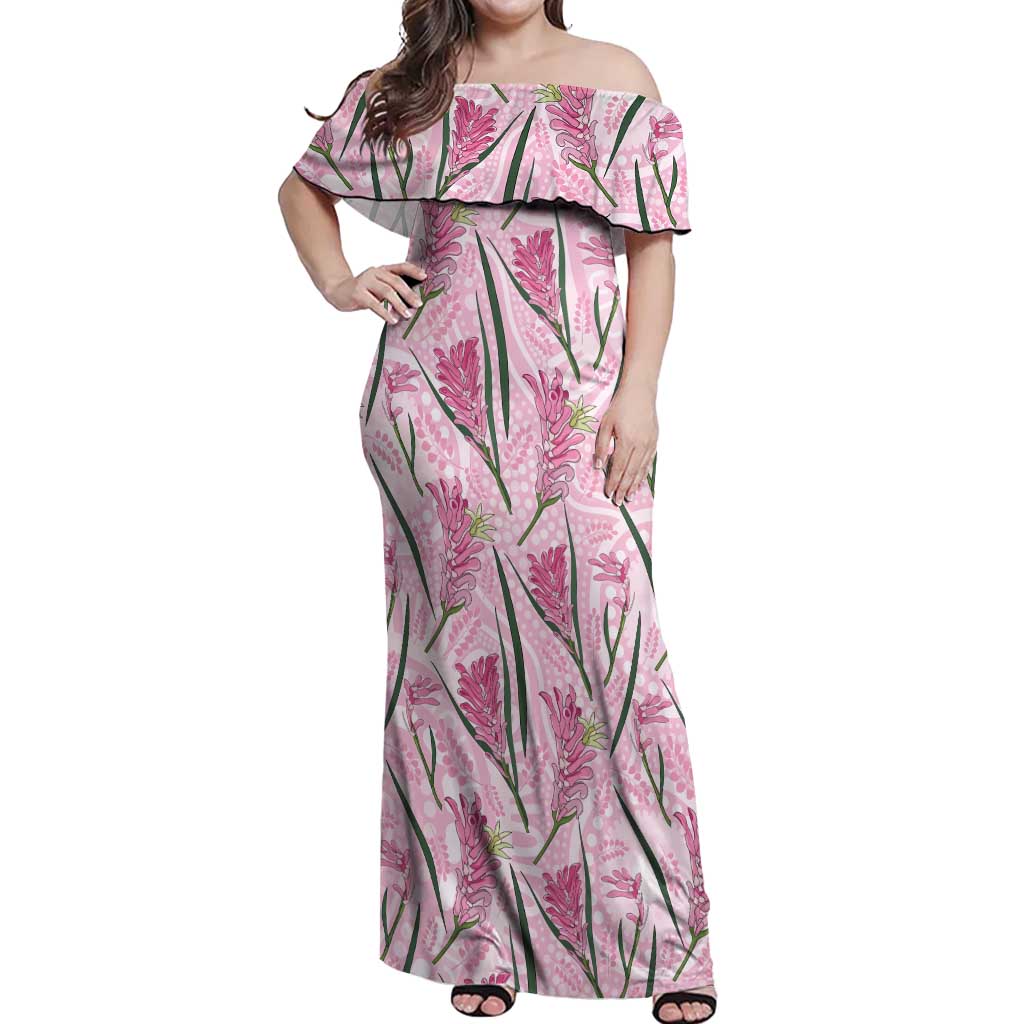 Australia Kangaroo Paws Off Shoulder Maxi Dress Aussie Native Flowers Indigenous Art - Aussie Hoodie