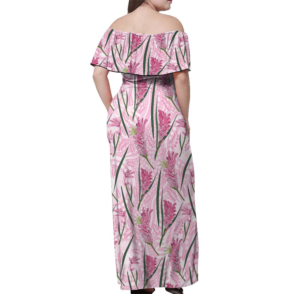 Australia Kangaroo Paws Off Shoulder Maxi Dress Aussie Native Flowers Indigenous Art - Aussie Hoodie