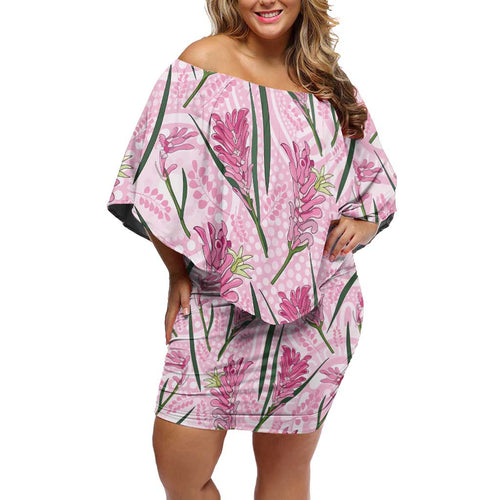 Australia Kangaroo Paws Off Shoulder Short Dress Aussie Native Flowers Indigenous Art - Aussie Hoodie