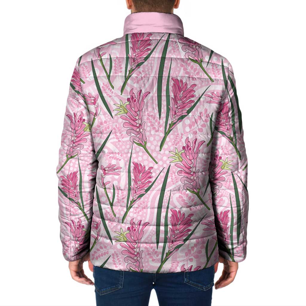 Australia Kangaroo Paws Padded Jacket Aussie Native Flowers Indigenous Art - Aussie Hoodie