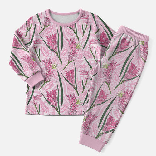 Australia Kangaroo Paws Christmas Pajama Set Aussie Native Flowers Indigenous Art - Aussie Hoodie