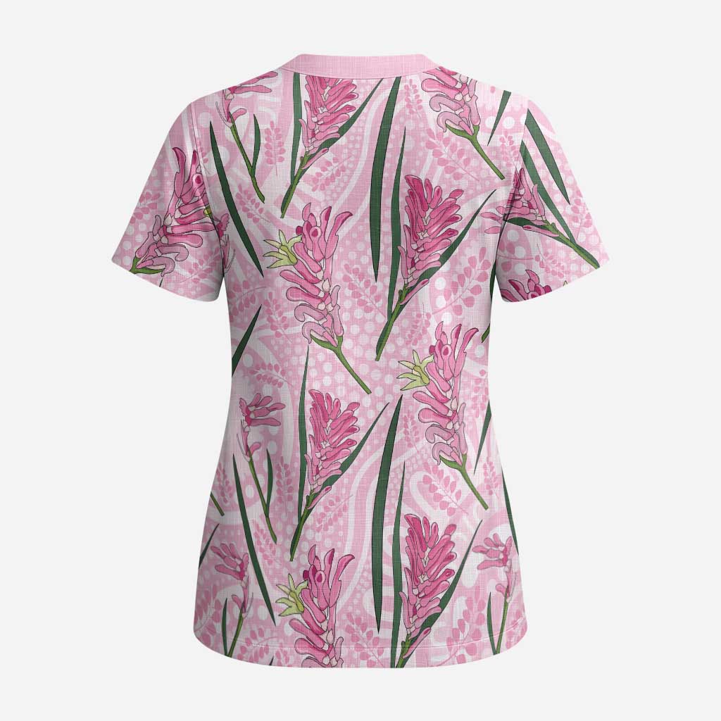 Australia Kangaroo Paws Scrub Top Aussie Native Flowers Indigenous Art - Aussie Hoodie