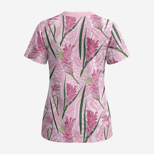 Australia Kangaroo Paws Scrub Top Aussie Native Flowers Indigenous Art - Aussie Hoodie