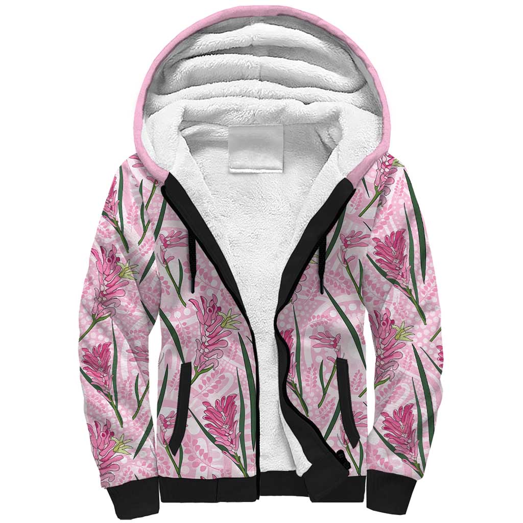 Australia Kangaroo Paws Sherpa Hoodie Aussie Native Flowers Indigenous Art - Aussie Hoodie