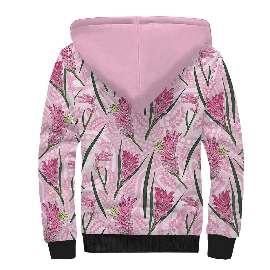 Australia Kangaroo Paws Sherpa Hoodie Aussie Native Flowers Indigenous Art - Aussie Hoodie